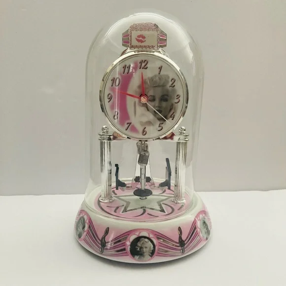 Vintage 2009 Marilyn Monroe Anniversary Porcelain Clock Rotating Pendulum/Dome - Picture 9 of 16